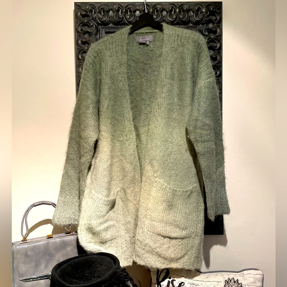 Anthropologie sweater cardigan with pockets in green gradient Size Med
